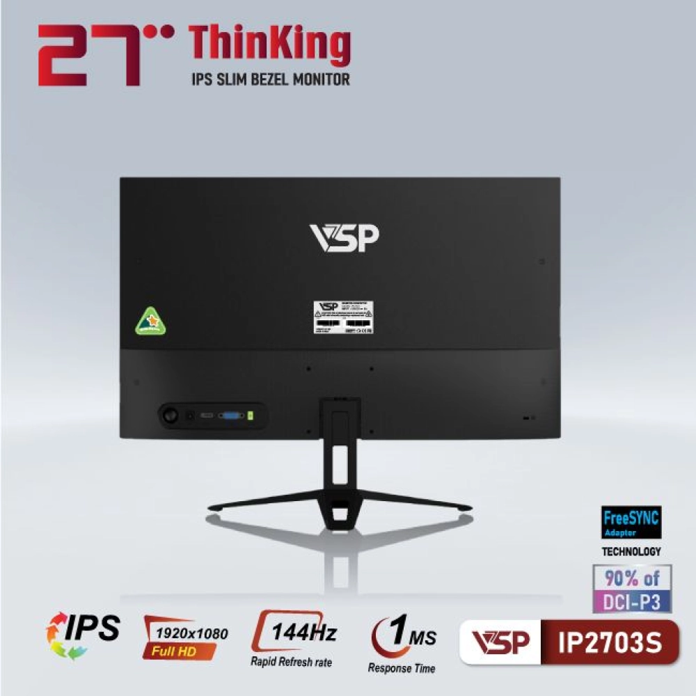 Màn hình máy tính LCD VSP IP2703S | 27 inch/Full HD/Tấm nền IPS/165Hz Gaming